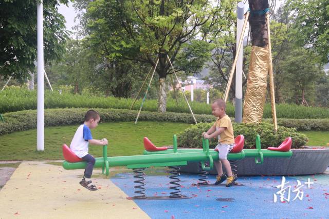 清远体育中心户外体育公园有着不少供孩子使用的体育、娱乐设施。